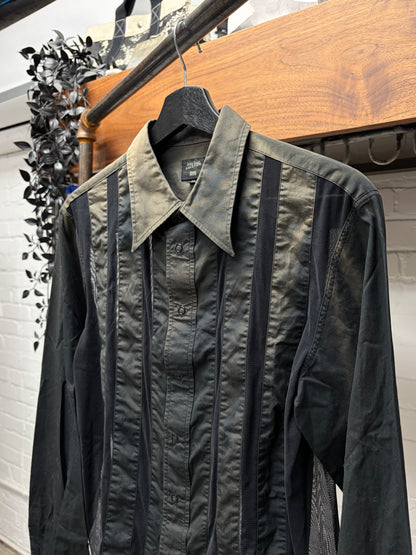 Vintage Jean Paul Gaultier Homme ‘Sheer Cutout’ Striped Button Down Shirt
