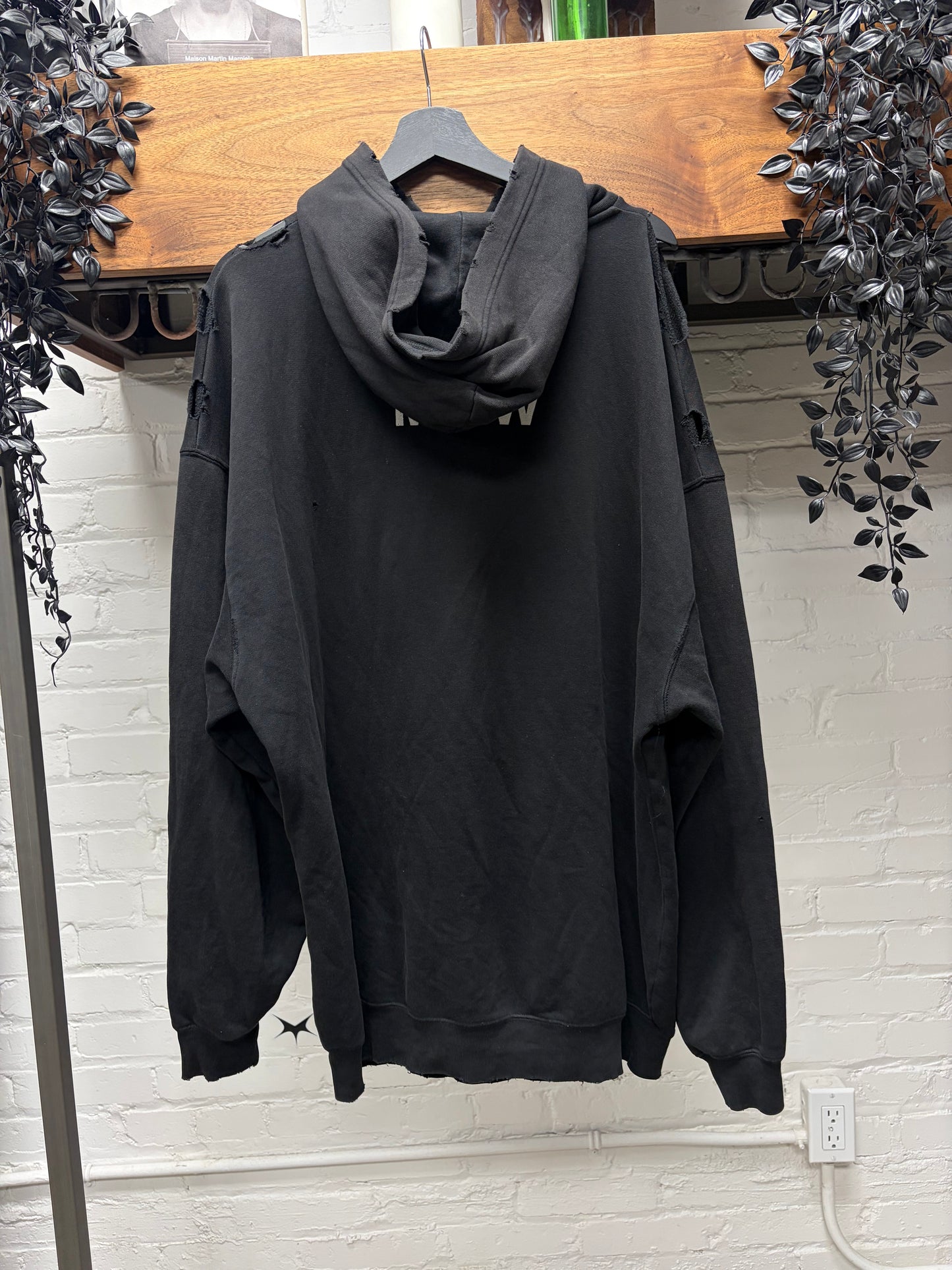 2020 Balenciaga ‘I Love Cats’ Distressed Black Pullover Hoodie