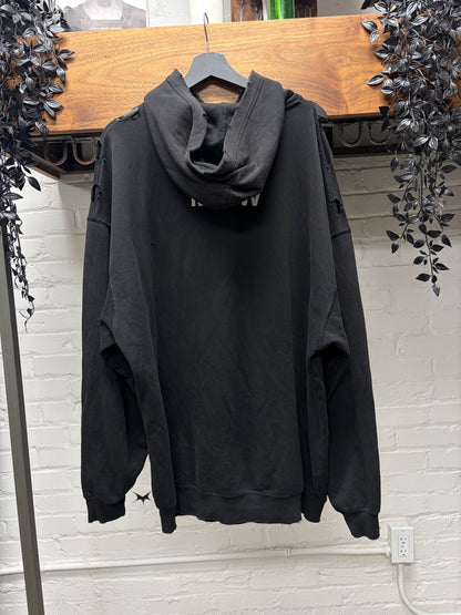 2020 Balenciaga ‘I Love Cats’ Distressed Black Pullover Hoodie