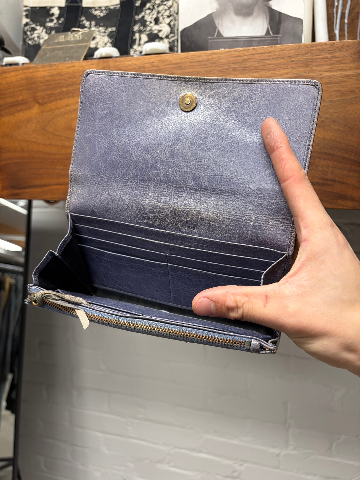 Balenciaga Purple Leather ‘City’ Long Wallet