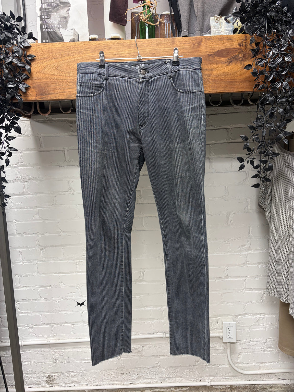 AW2008 Raf Simons Faded Black Corduroy Slim Cut Pants