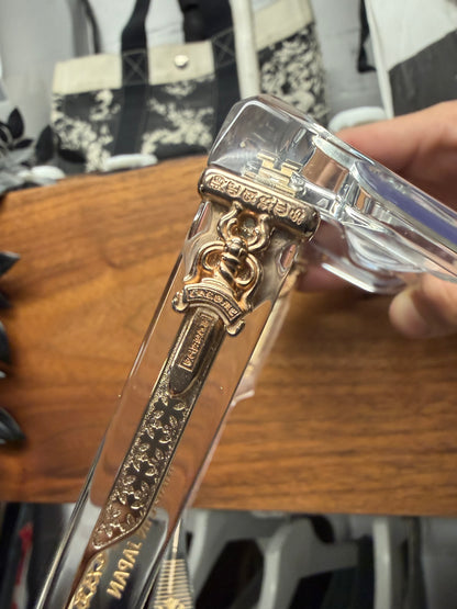 Chrome Hearts ‘Box Officer’ 18k Gold/Clear Frame Glasses