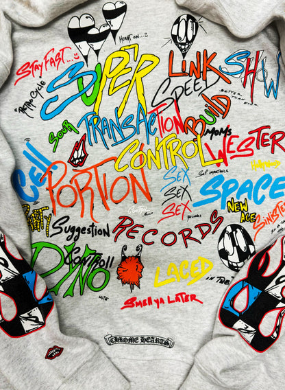 Chrome Hearts Mattyboy ‘Brain Flame’ Grey Crewneck Sweatshirt