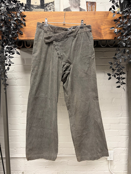Mihara Yasuhiro ‘Lopsided Waist’ Vertical Corduroy Straight Cut Pants