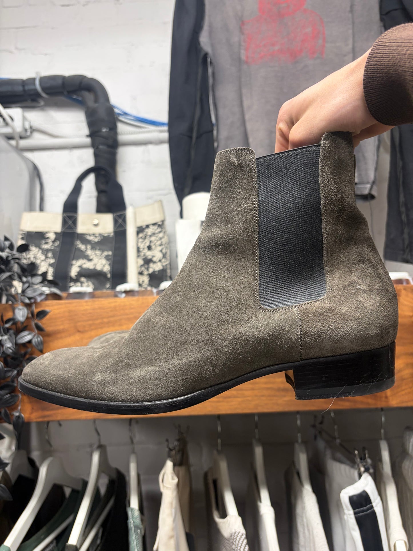 Saint Laurent ‘Wyatt’ Dark Brown Suede Chelsea Boots