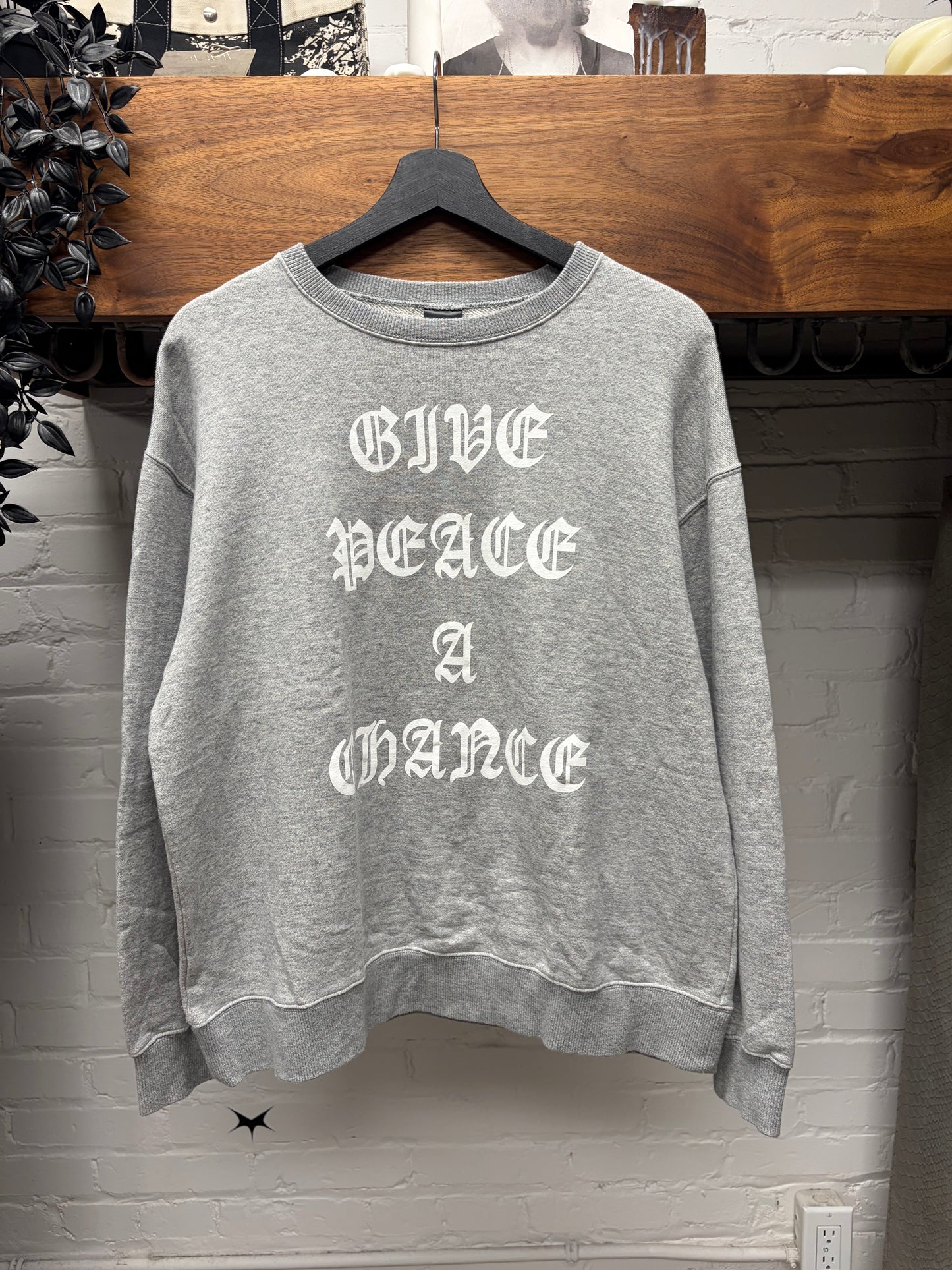 Number (N)ine ‘Give Peace a Chance’ Grey Cotton Sweatshirt