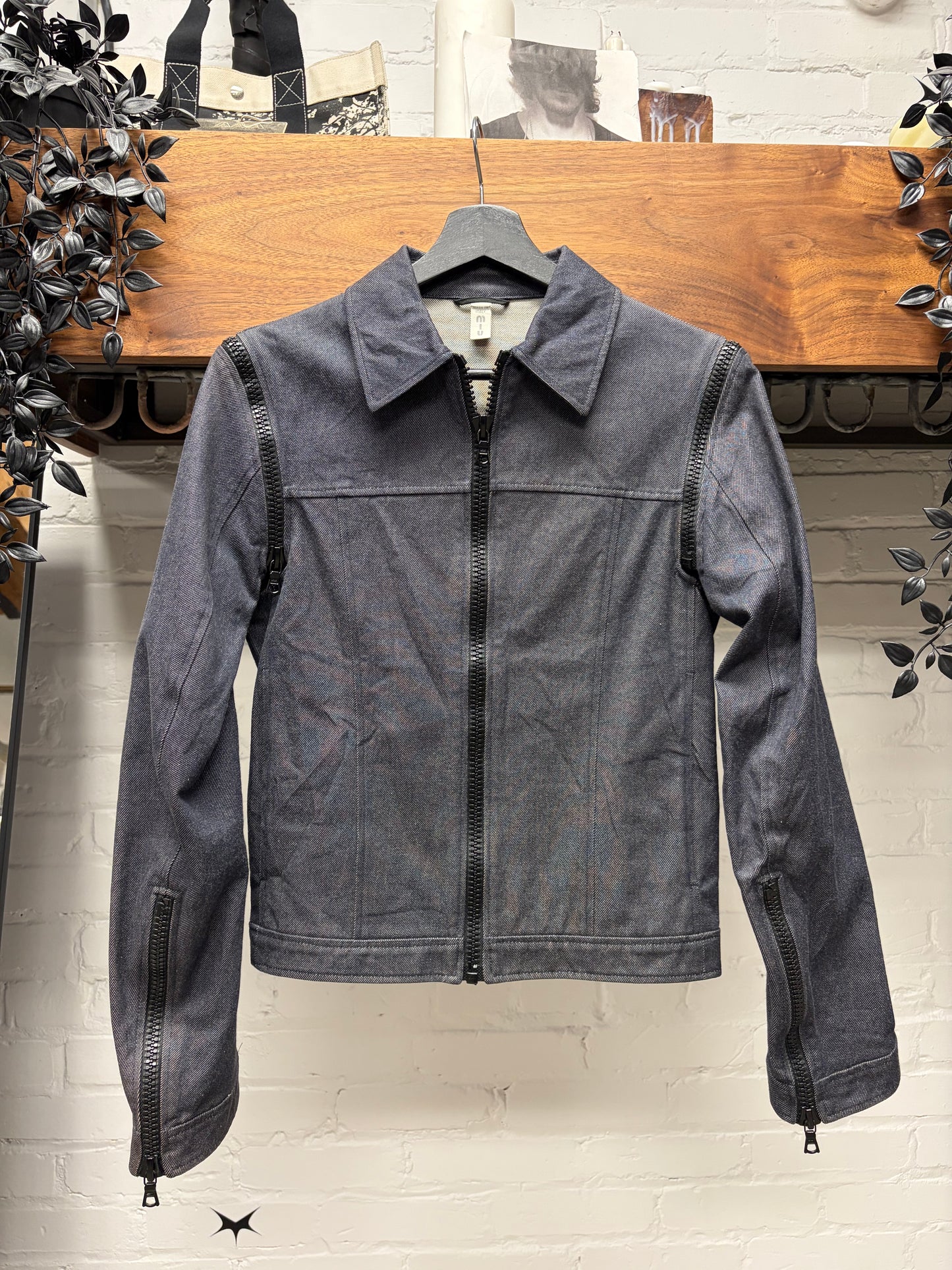 Vintage Miu Miu Denim Trucker Jacket with Zipper Detachable Sleeves