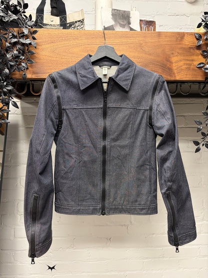 Vintage Miu Miu Denim Trucker Jacket with Zipper Detachable Sleeves