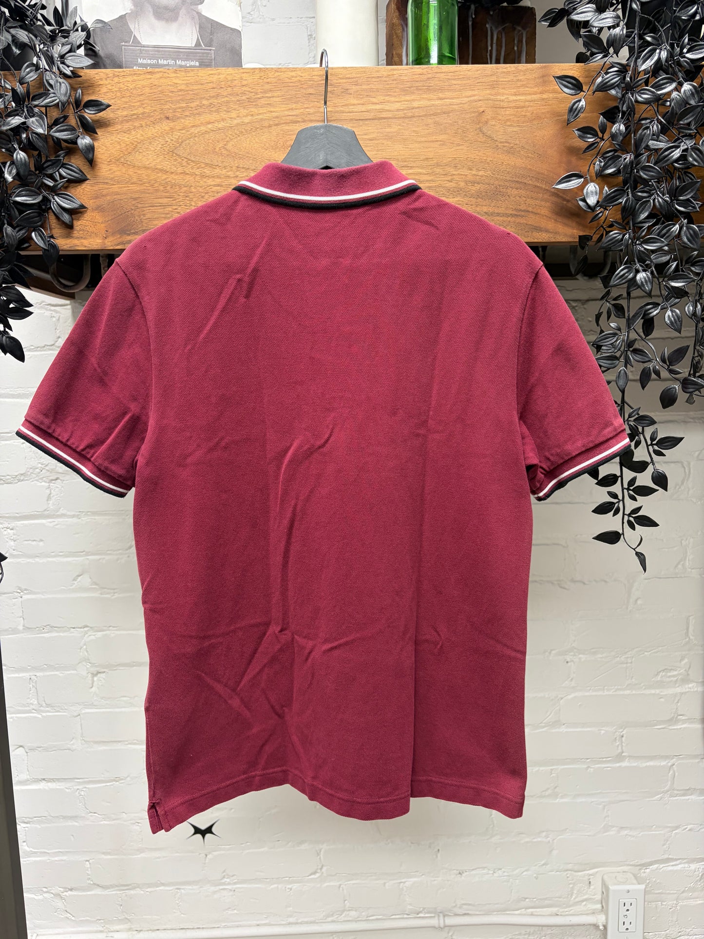 Prada Sport Logo Burgundy/Black Striped Finish Polo