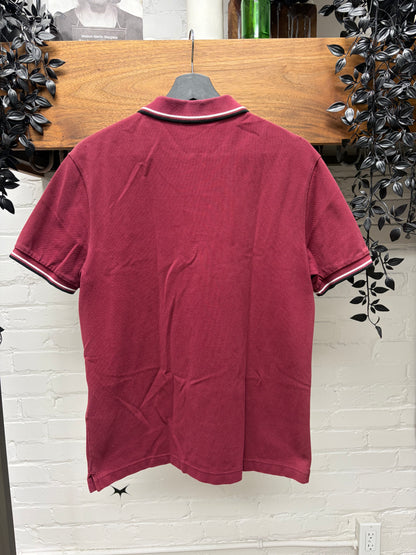 Prada Sport Logo Burgundy/Black Striped Finish Polo