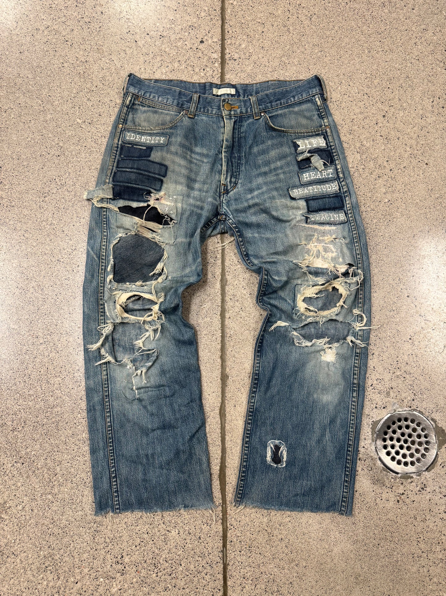 SS2002 Number (N)ine ‘Modern Age’ Distressed Blue Patchwork Denim