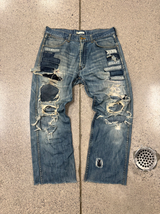 SS2002 Number (N)ine ‘Modern Age’ Distressed Blue Patchwork Denim