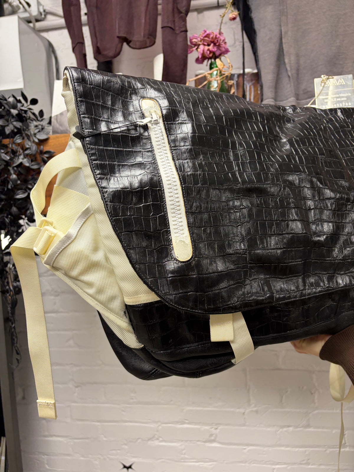AW2007 Undercover x Visvim ‘E-Cat 23L’ Ballistic Black Deerskin Leather Jumbo Messenger Bag