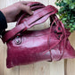 Balenciaga ‘Twiggy’ Rustic Red Calfskin Leather Shoulder/ Top Handle City Bag