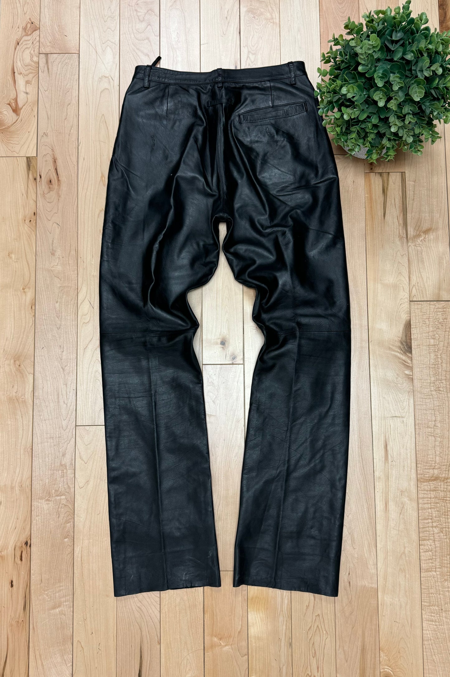 Vintage Jean Paul Gaultier Black Leather Flared Trousers