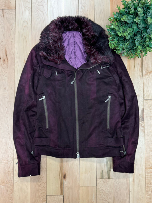 Tornado Mart Oxblood Red Fur Trim Jacket