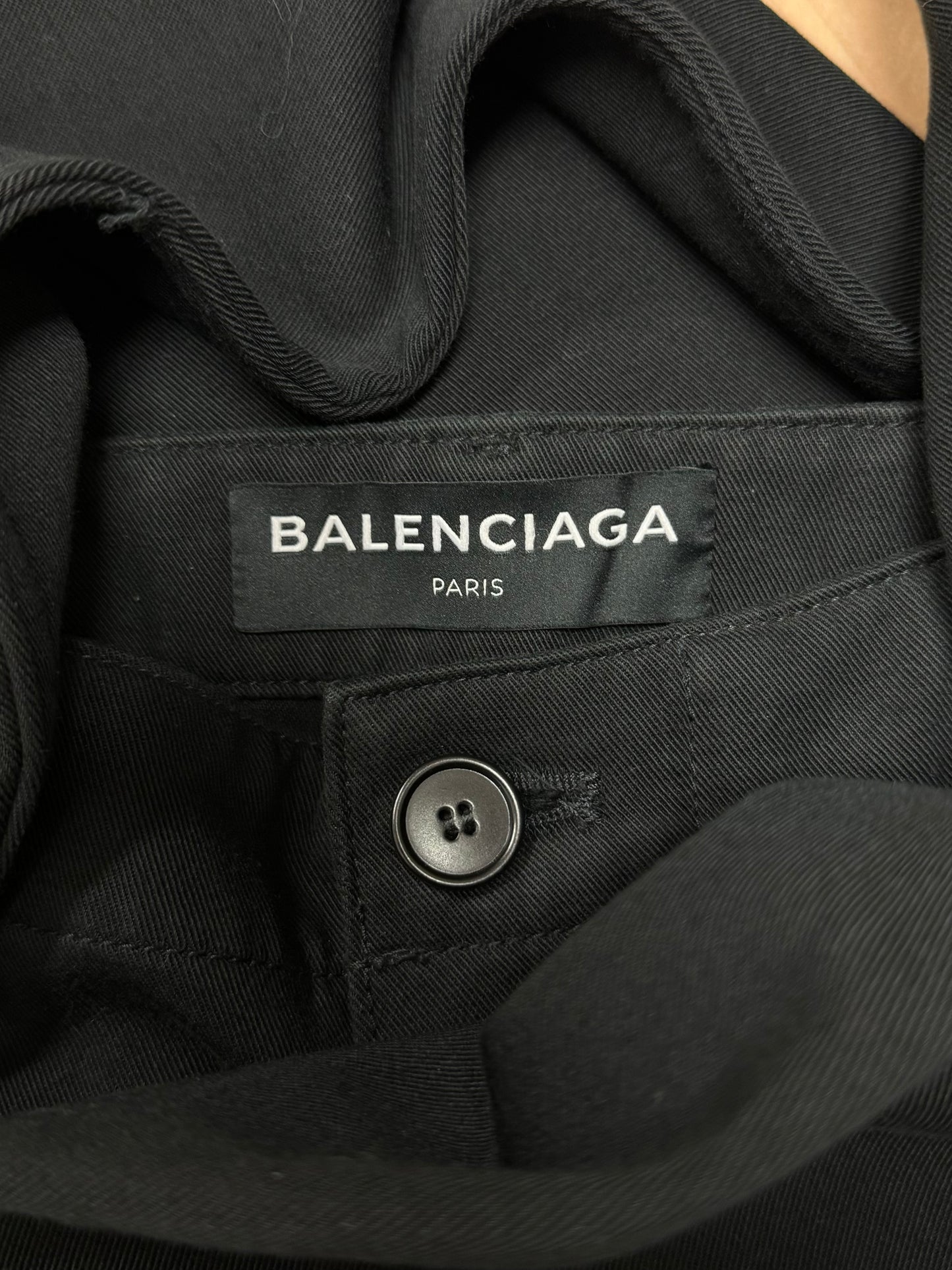 2017 Balenciaga Flap Pocket Straight Cut Black Cargo Pants