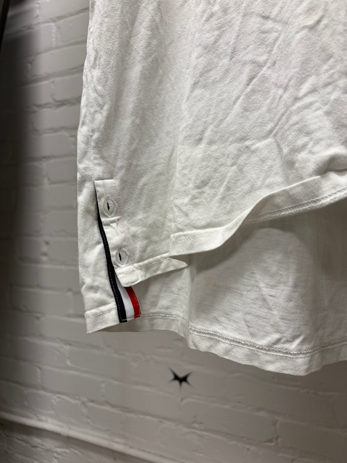 Thom Browne White ‘Side Seam Button’ Cotton Ringer T-Shirt