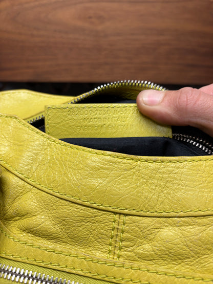 Balenciaga Yellow Calfskin Leather ‘City’ Bag with Crossbody Strap