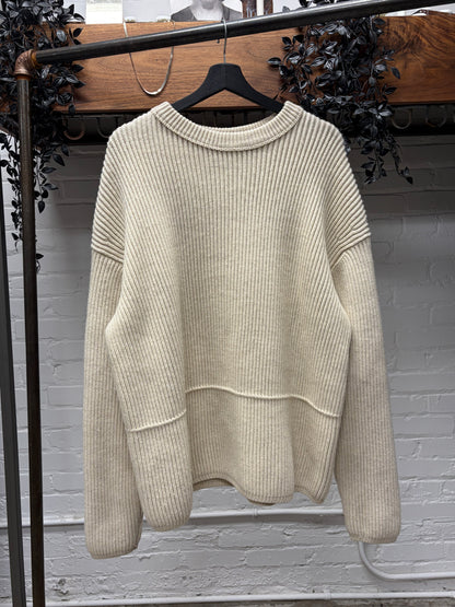 Acne Studios ‘Njal’ Heavy Wool Ribbed Cream White Sweater