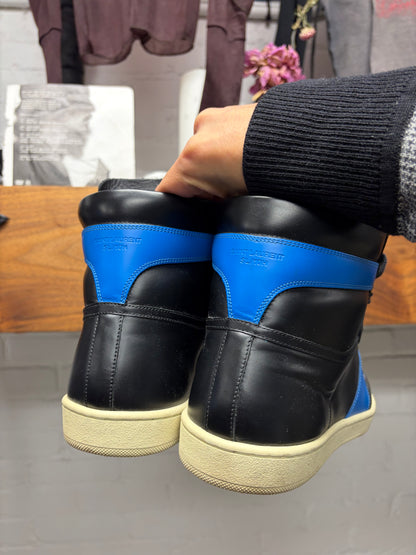 Saint Laurent 'SL/10H' Black/Blue Leather Court High Top Sneakers