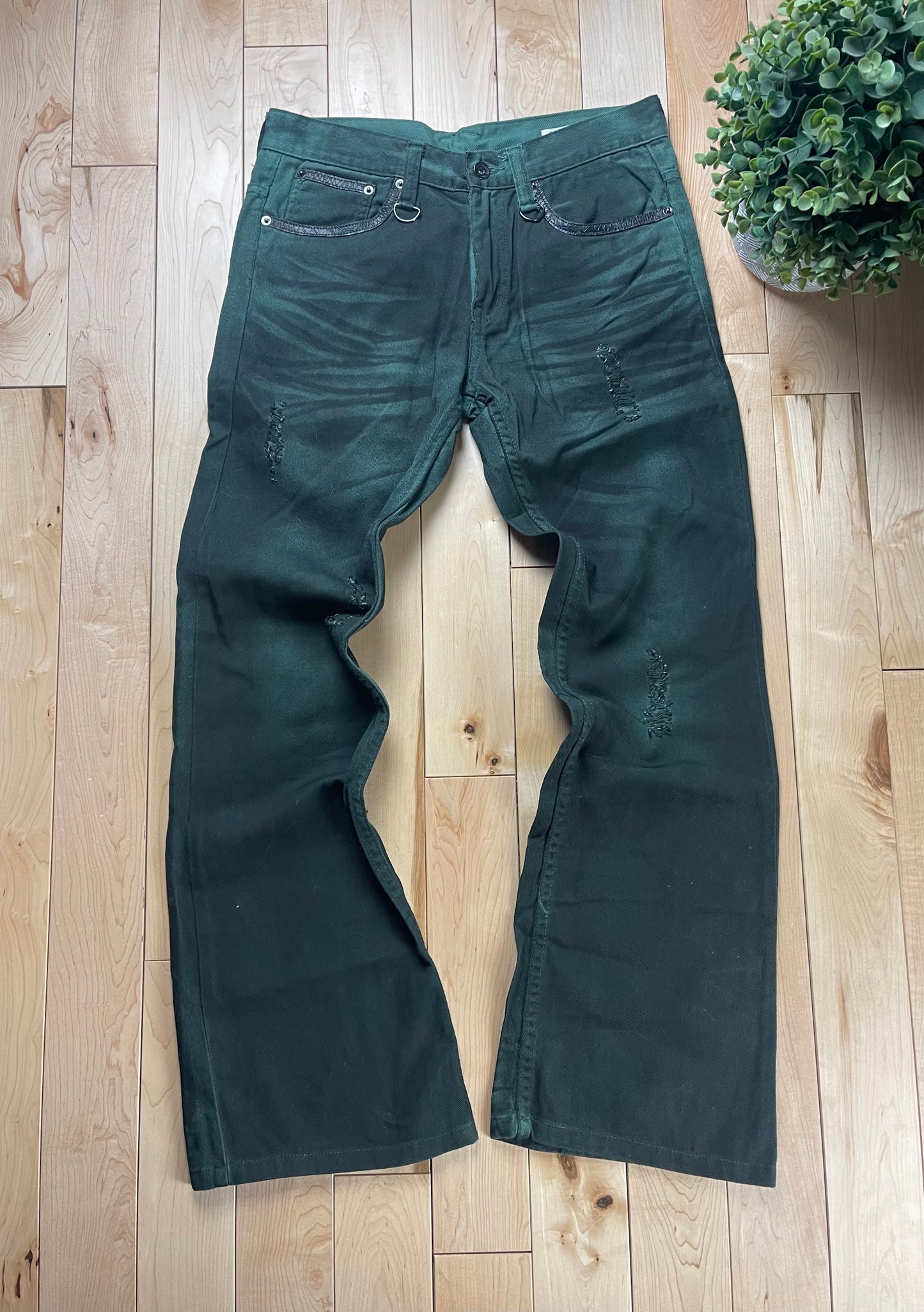 Semantic Design Washed Green Flared Denim