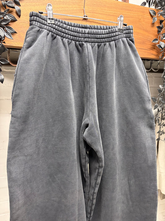 2024 Balenciaga ‘Unbranded’ Washed Black Distressed Wide Leg Sweatpants