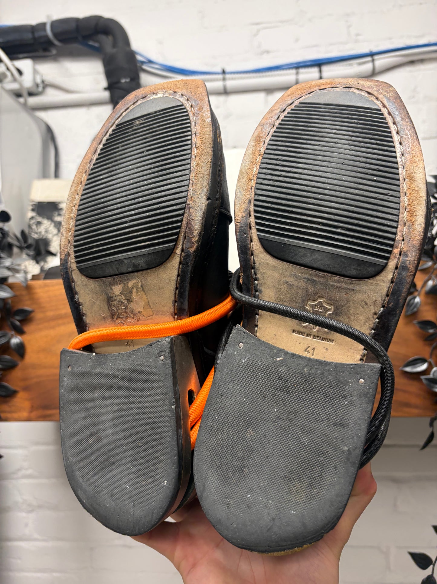 Dirk Bikkembergs Bungee Cord Metal Heel Black Leather Boots