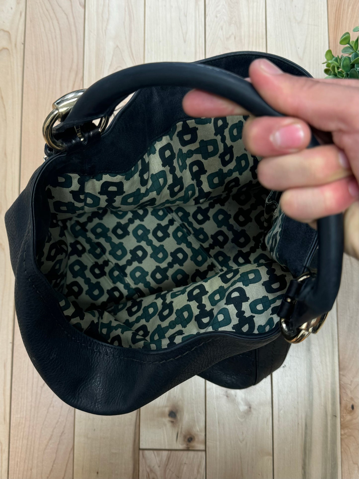 Gucci ‘Guccisima’ Black Leather Monogram Hobo Bag