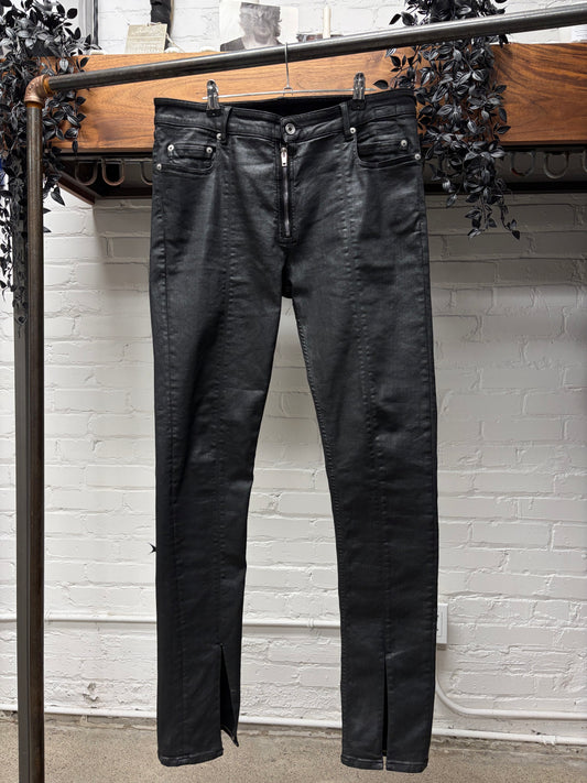 Rick Owens DRKSHDW Waxed Black ‘Tyrone Cut’ Zip Fly Skinny Jeans