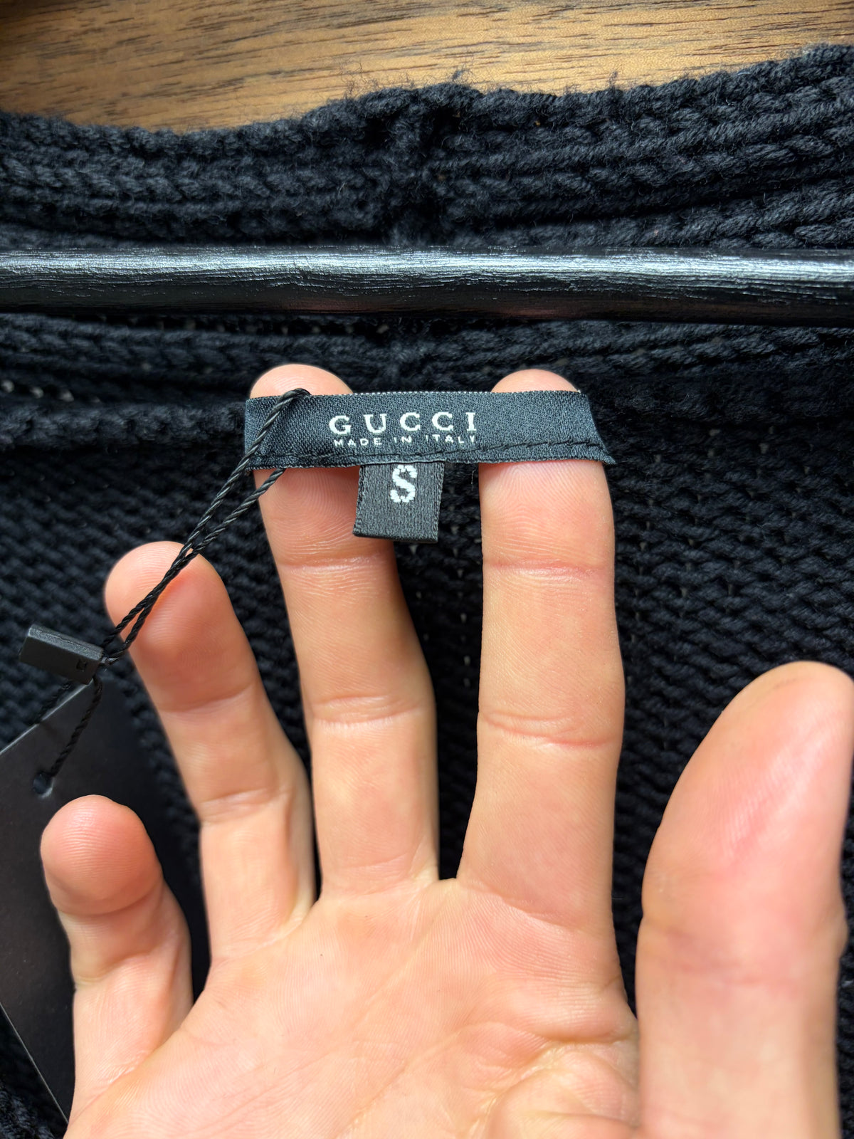 2000s Gucci ‘Plunge Neck’ Ribbed Black Wool Knit Sweater