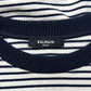 Balmain ‘Eagle’ Crest Patch Striped Black/White Knit Sweater