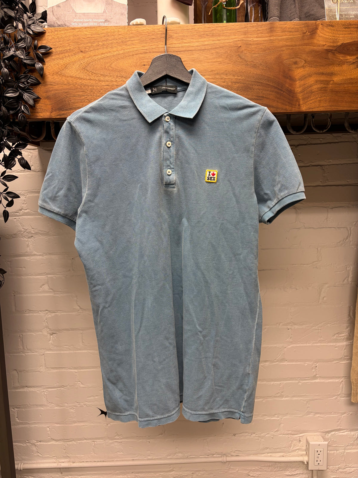 2012 Dsquared ‘I❤️Sex’ Blue Patch Embroidered Logo Polo
