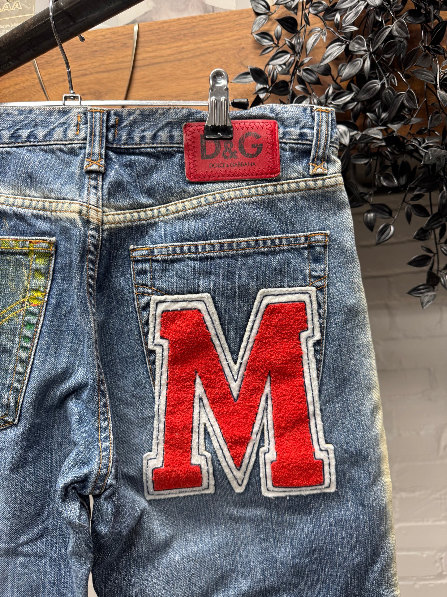 2000s Dolce & Gabbana ‘M’ Chenille Patch Bootcut Denim