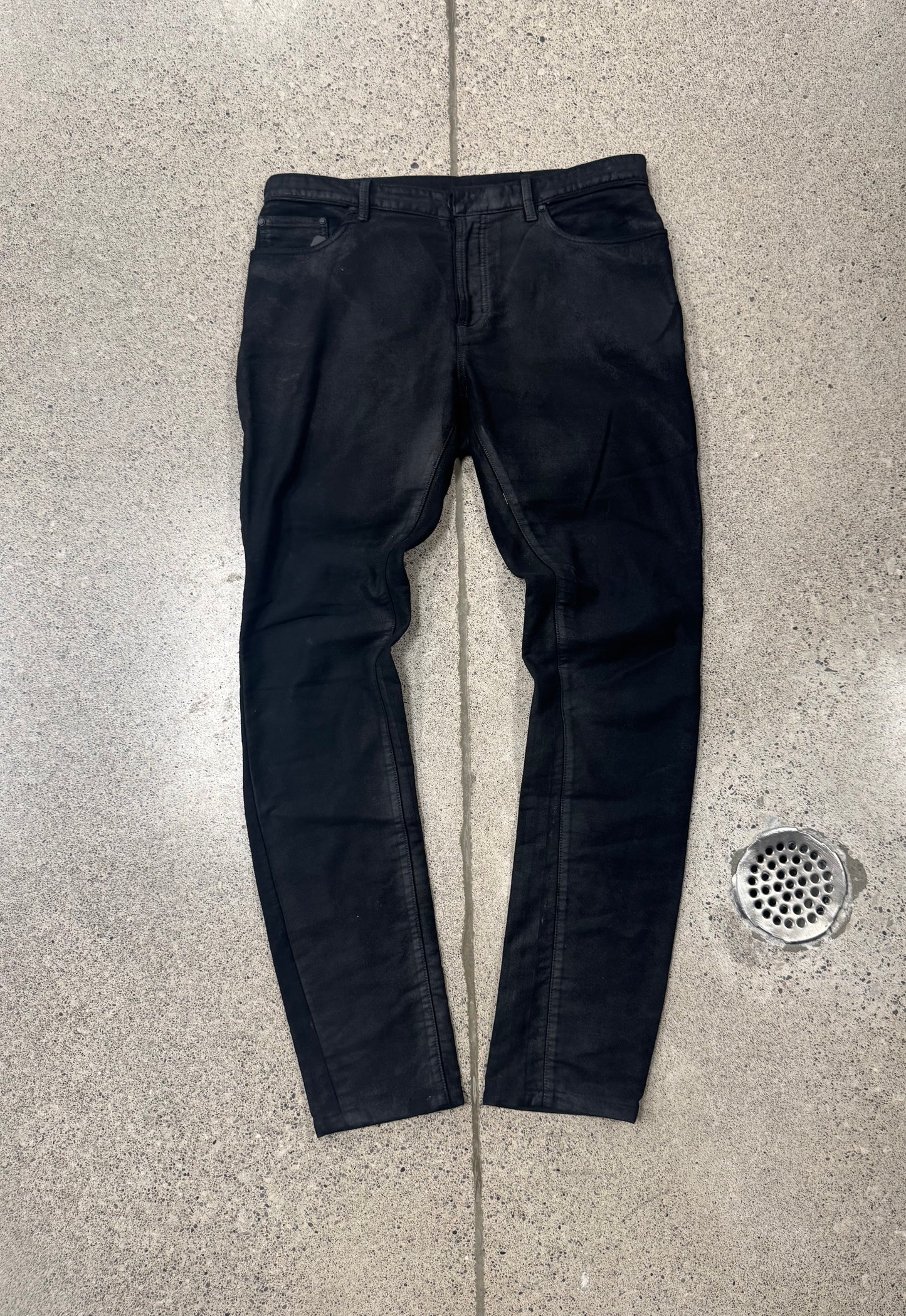 2012 Balenciaga by Nicholas Ghesquiere Black Waxed Denim