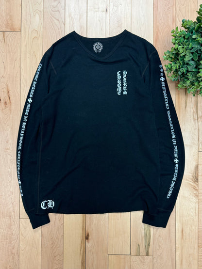 Chrome Hearts ‘Fleur’ Cross Black Waffle Knit Long Sleeve