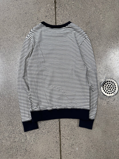 Balmain ‘Eagle’ Crest Patch Striped Black/White Knit Sweater