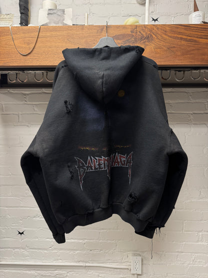 1/15 SS2024 Balenciaga ‘Paris Moon’ Heavy Terry Cotton Distressed Zip Up Hoodie
