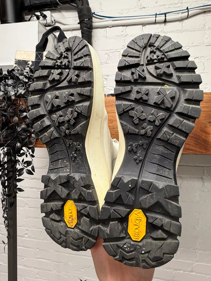 Jil Sander ‘Front Zip’ Cream White Leather Vibram Sole Hiking Boots