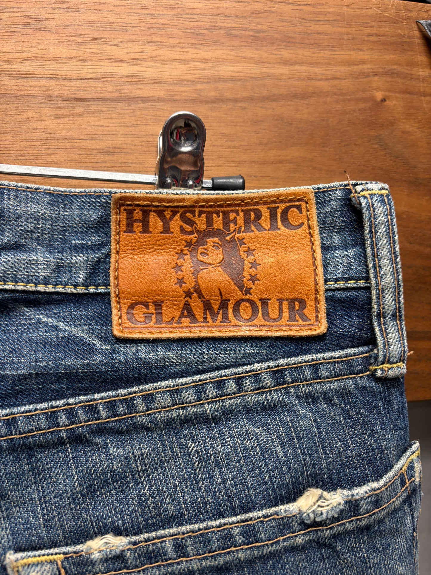 Hysteric Glamour Studded Raw Washed Blue Skinny Jeans