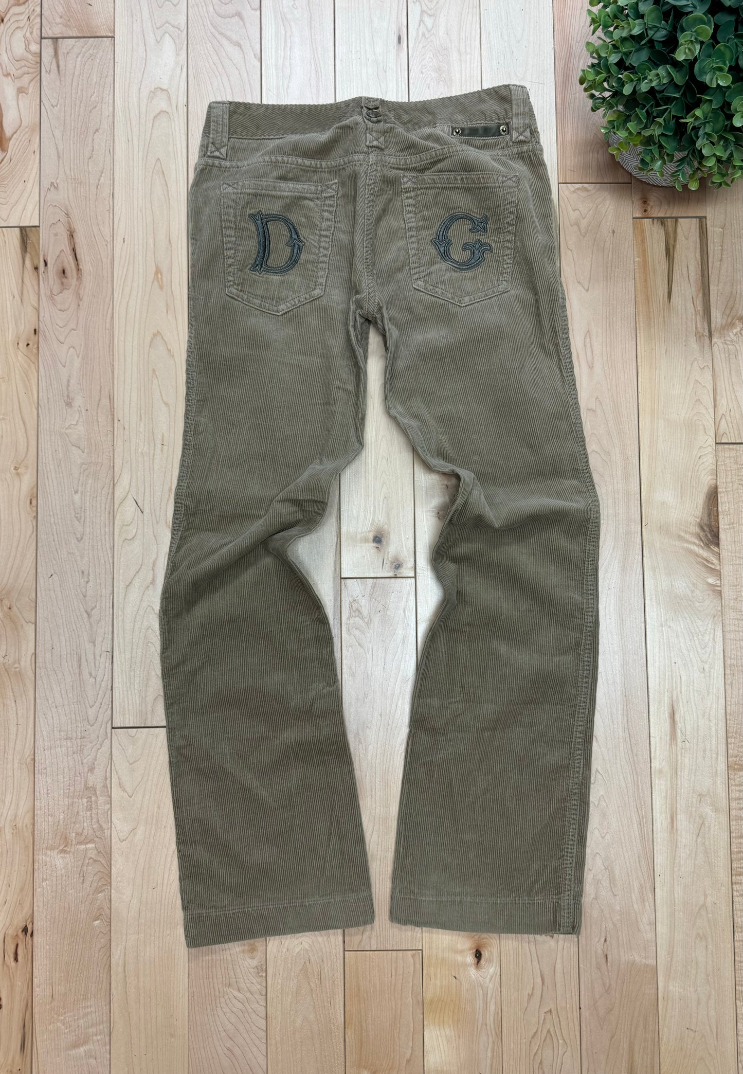 Dolce & Gabbana Mainline Corduroy D&G Logo Flared Pants