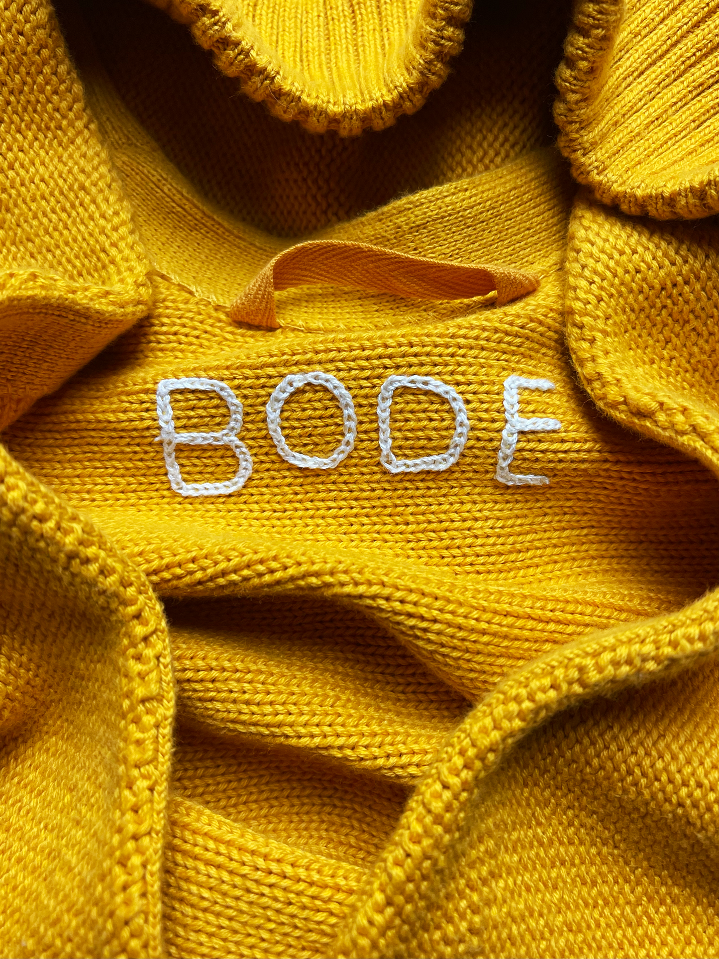 Bode Double Breasted Marigold Yellow Cardigan