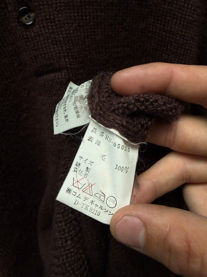 Vintage 90s Comme Des Garçons Homme Dark Brown Wool Knit Polo Sweater