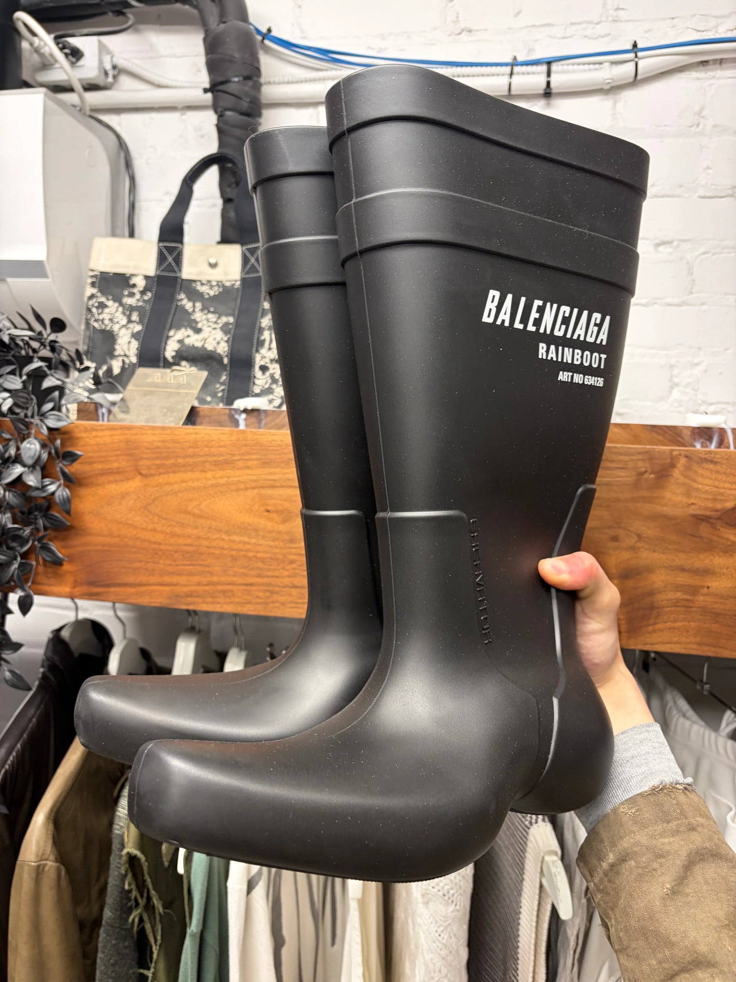 Balenciaga ‘Excavator’ Pointed Toe Black Rubber Boots