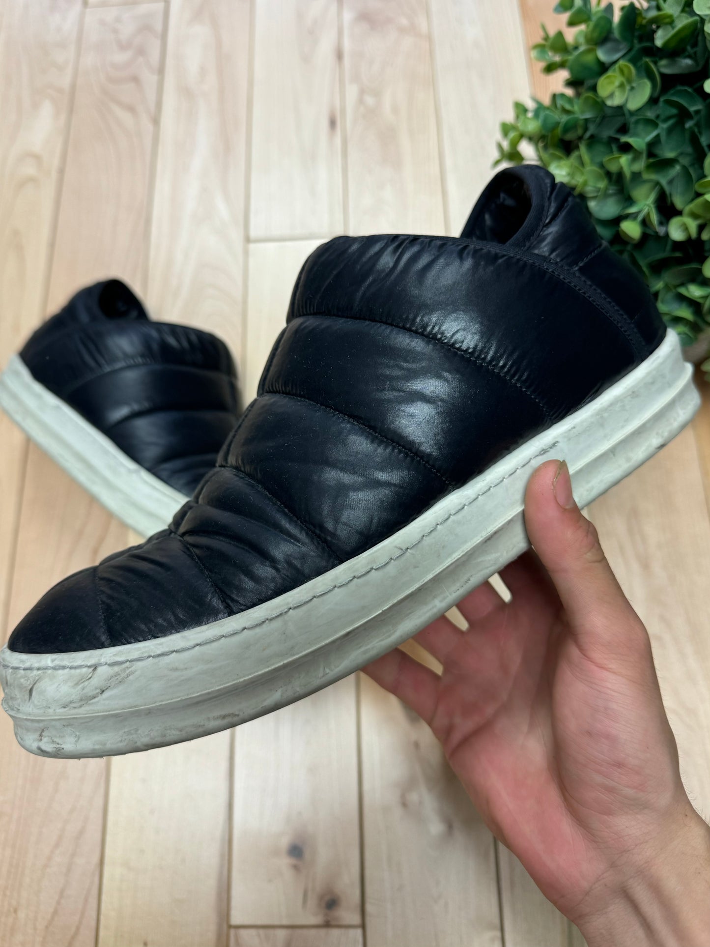 Rick Owens Black ‘Puffer’ Low Top Slip On Sneakers