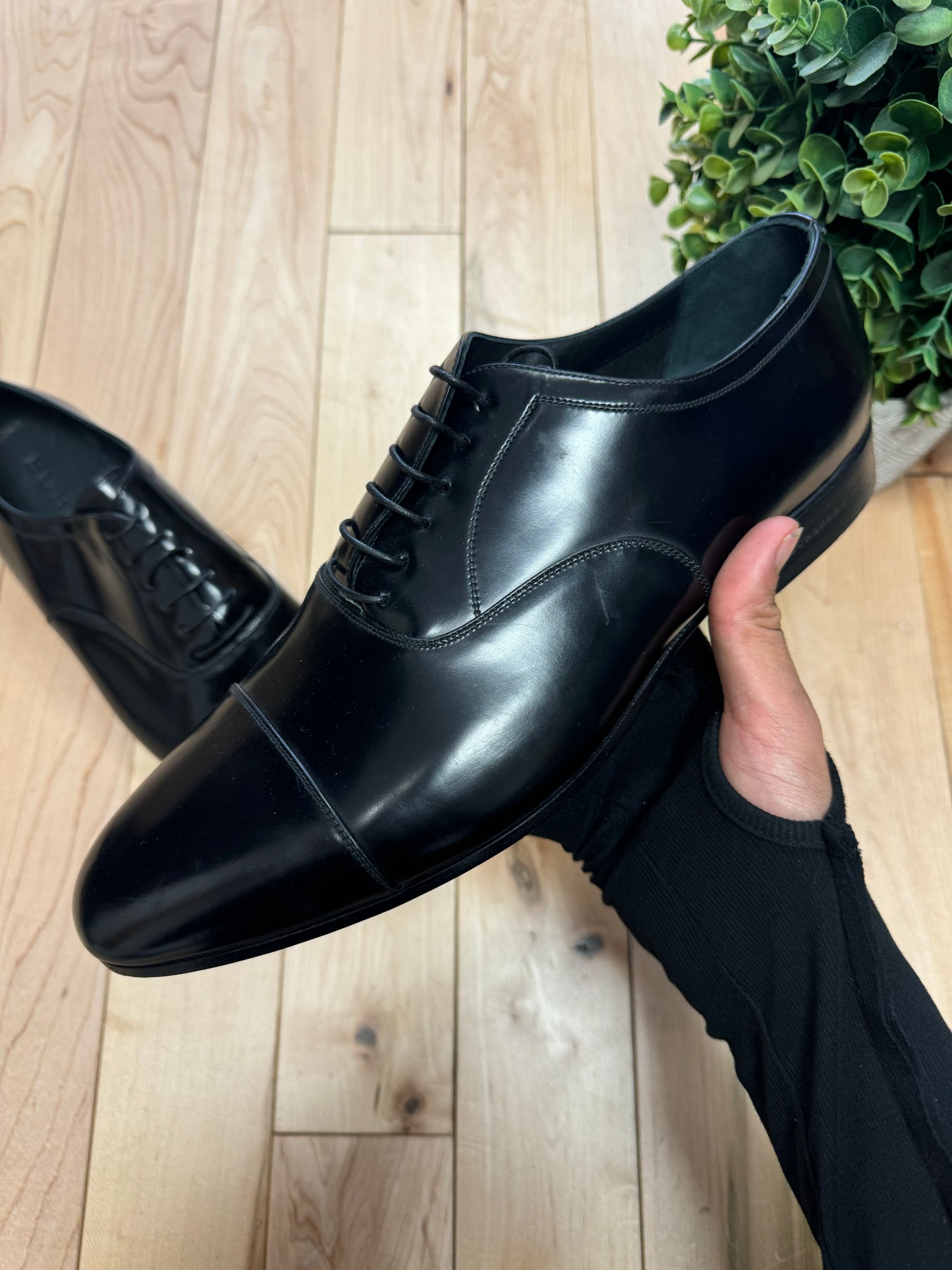 Burberry Matte Black Calfskin Leather Oxford Shoes