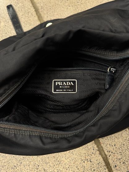 Prada ‘Vela’ Black Nylon Top Flap Shoulder Bag