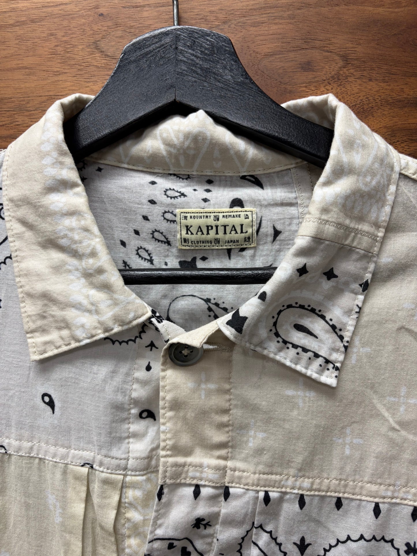 Kapital Cream ‘Paisley’ Bandanna Patch Buckle-Back Trucker Jacket