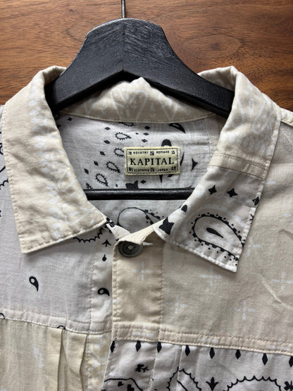 Kapital Cream ‘Paisley’ Bandanna Patch Buckle-Back Trucker Jacket