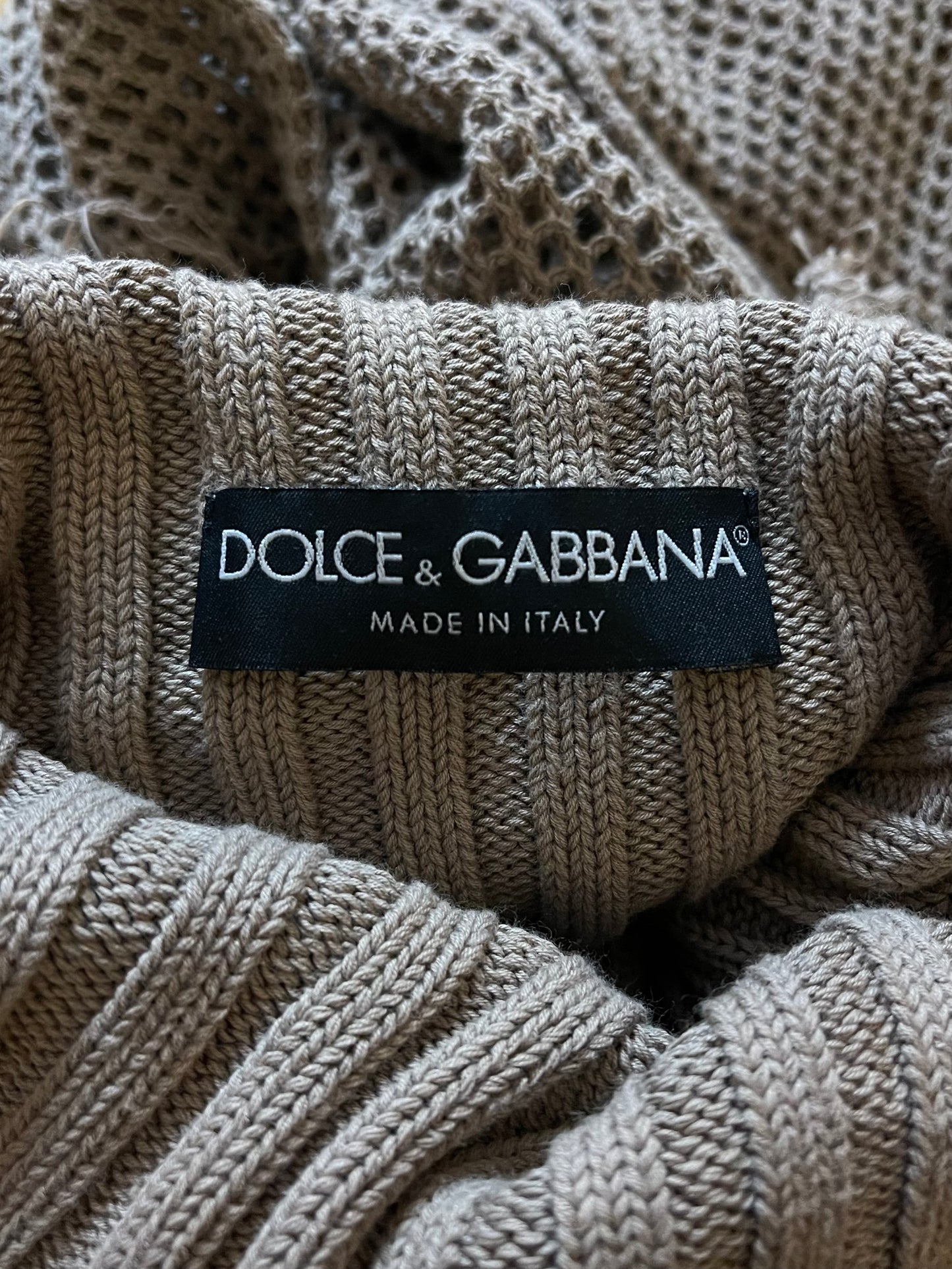 Dolce & Gabbana Mainline Runway Thrash Distressed Mesh Turtleneck